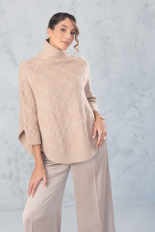 Capa de Malha Ferrache - Padrão de Colmeia (Bege)