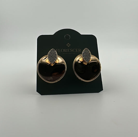 Brinco Semijoia Esfera com Gota Cravejada de Zircônia