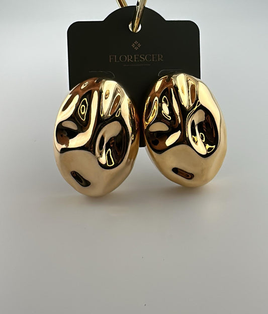 Brinco Semijoia LuminOrb – Argola Redonda com Design Moderno, Banho de Ouro 18K