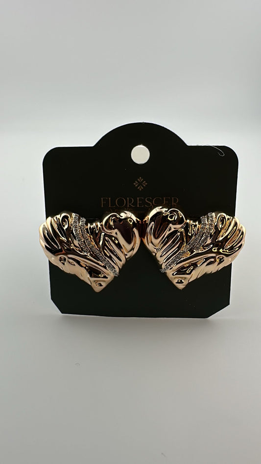 Brinco Semijoia Coração Real – Cravejado com Zircônia, Banho de Ouro 18K