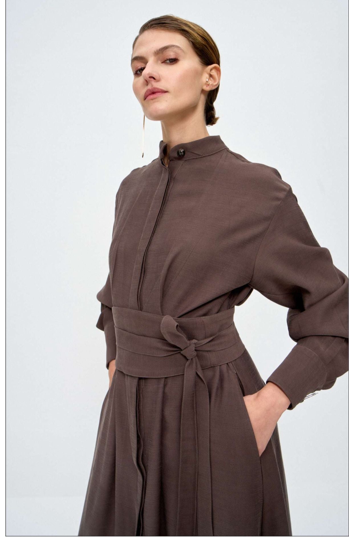 Vestido Logan Chemise Marrom: Vestido longo Marrom