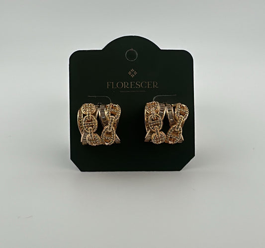 Brinco Semijoia Entrelaçado Cravejado com Zircônias – Banho de Ouro 18K