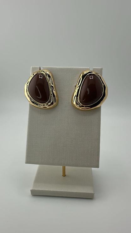 Brincos Esmaltados com Borda Dourada