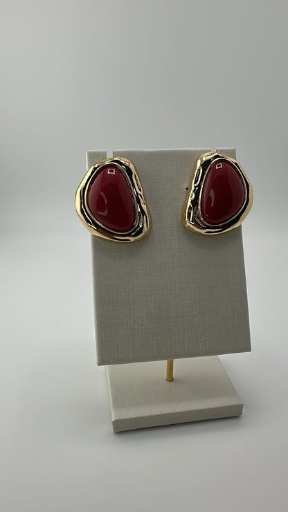 Brincos Esmaltados com Borda Dourada