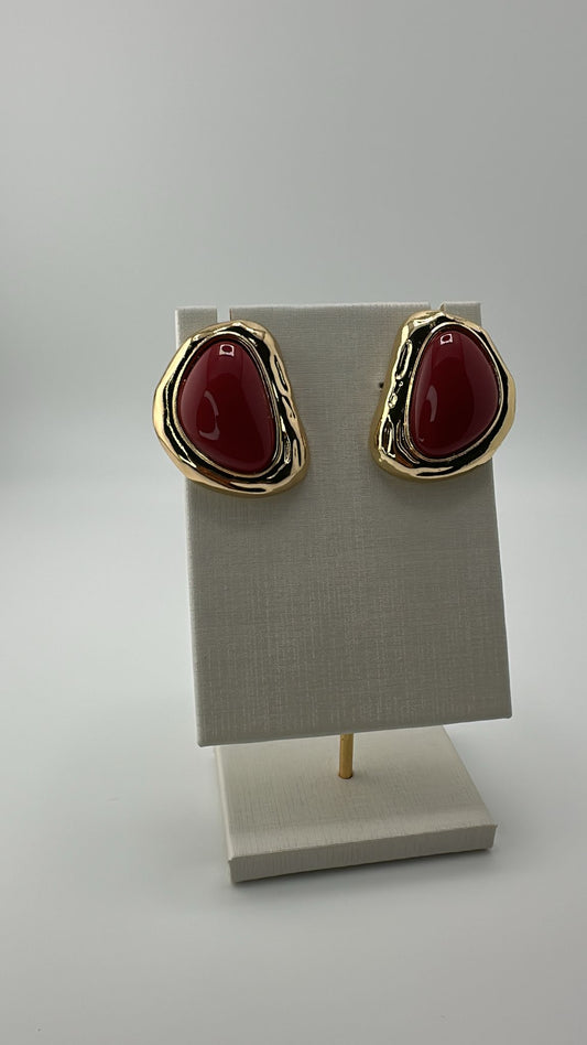 Brincos Esmaltados com Borda Dourada