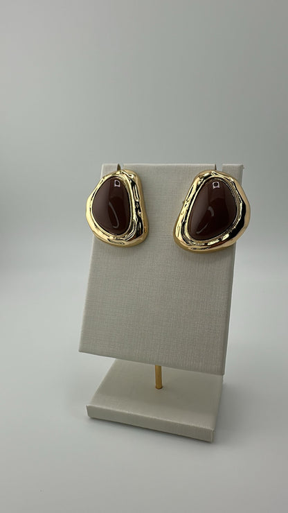 Brincos Esmaltados com Borda Dourada