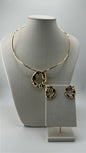 Conjunto Colar e Brinco Dourado com Textura