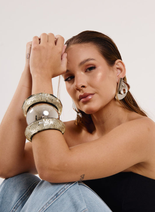 Bracelete com Anéis Prateados