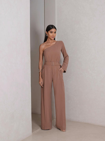 Conjunto Calça Pantalona e Blusa Ombro Único