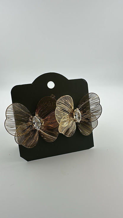 Brinco Semijoia Borboleta Cravejada com Zircônia-Banho de Ouro 18K