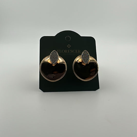 Brinco Semijoia Esfera com Gota Cravejada de Zircônia