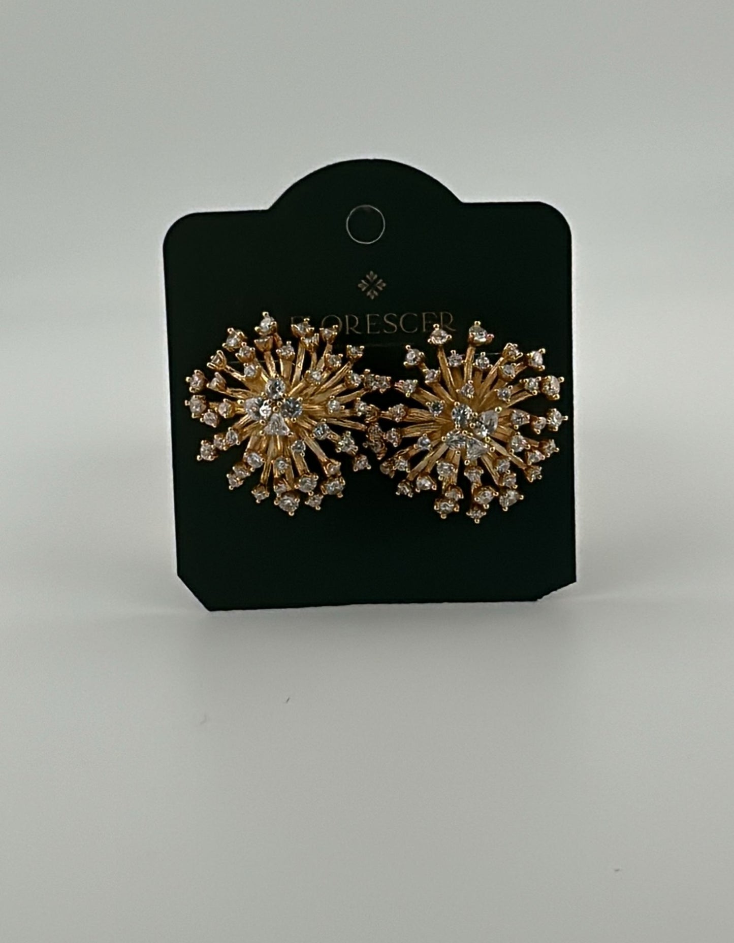 Brinco Semijoia Flor Cravejado com Zircônias – Banho de Ouro 18K