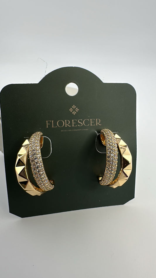 Brinco Semijoia Argola com Zircônia – Banho de Ouro 18K