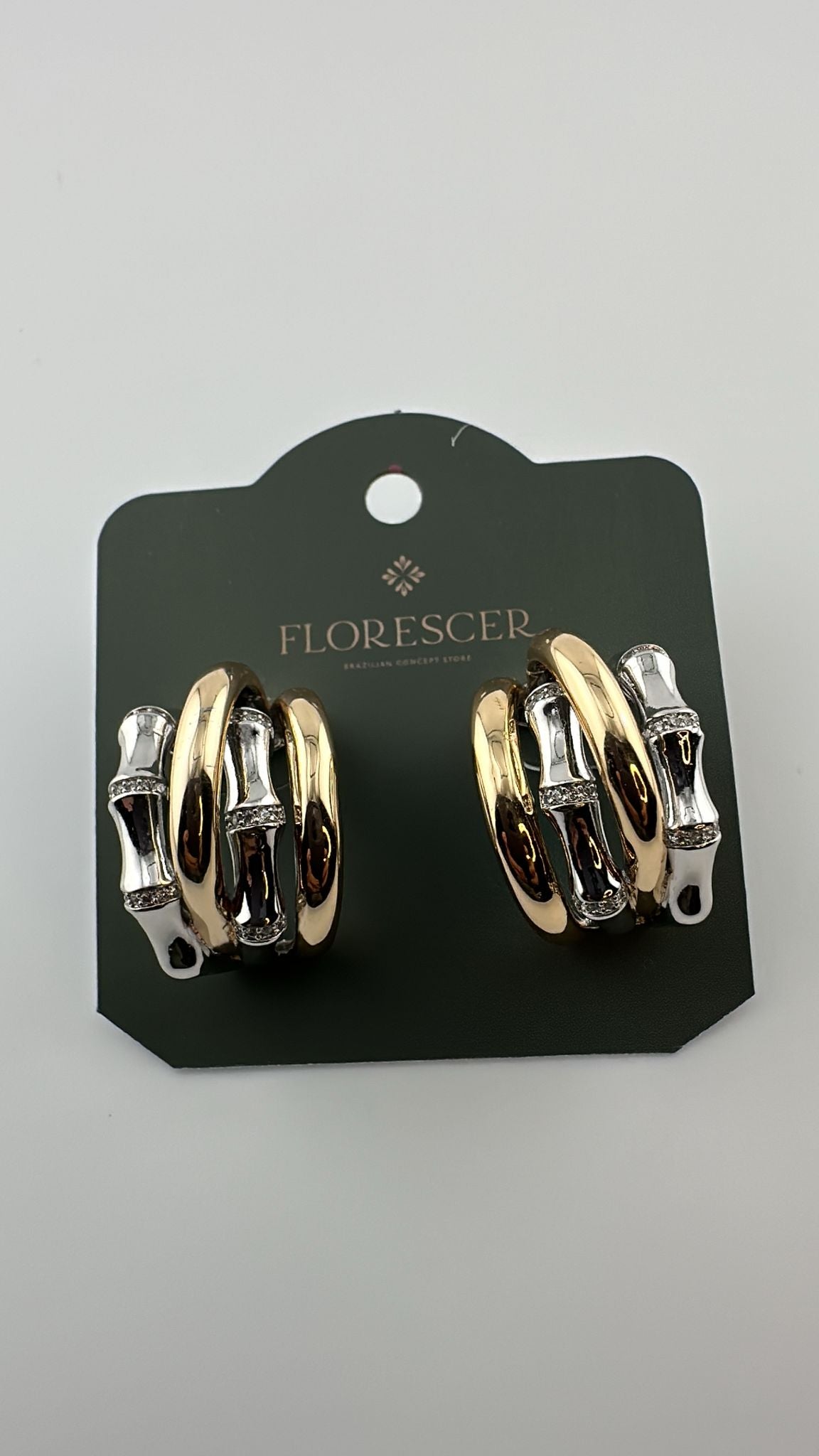 Brinco Semijoia Argola Auréa – Banho de Ouro 18K e Ródio Branco