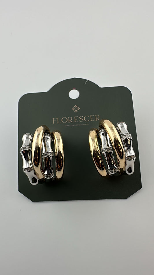 Brinco Semijoia Argola Auréa – Banho de Ouro 18K e Ródio Branco