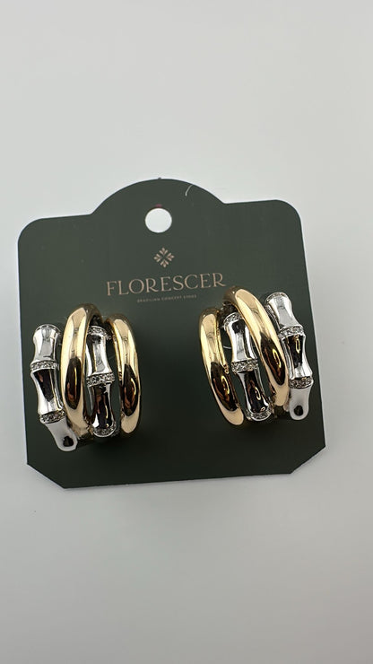 Brinco Semijoia Argola Auréa – Banho de Ouro 18K e Ródio Branco