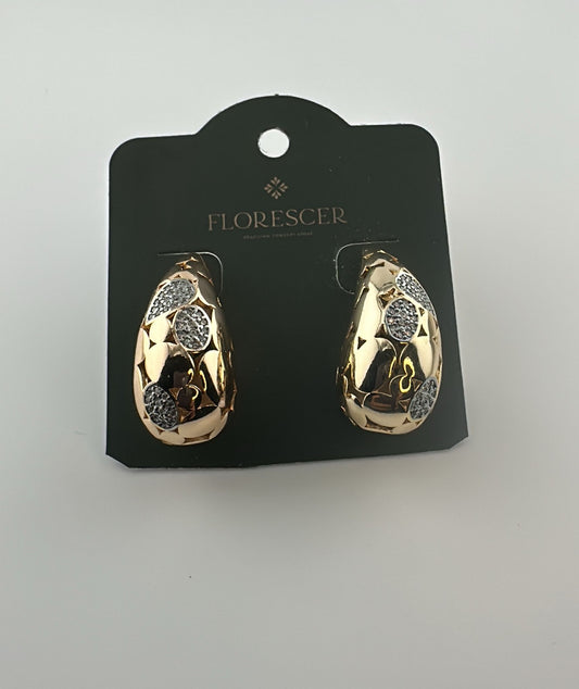 Brinco Semijoia Gota Cravejada com Zircônia – Banho de Ouro 18K