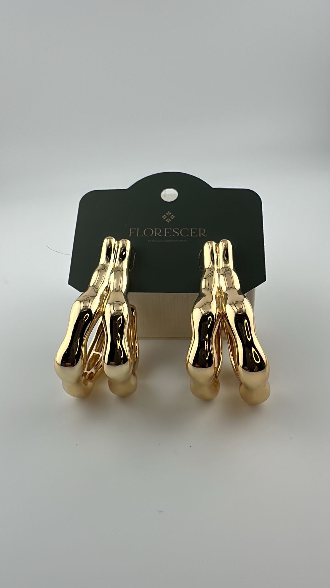 Brinco Semijoia Argola Circula Lux – Conexão de Formas, Banho de Ouro 18K