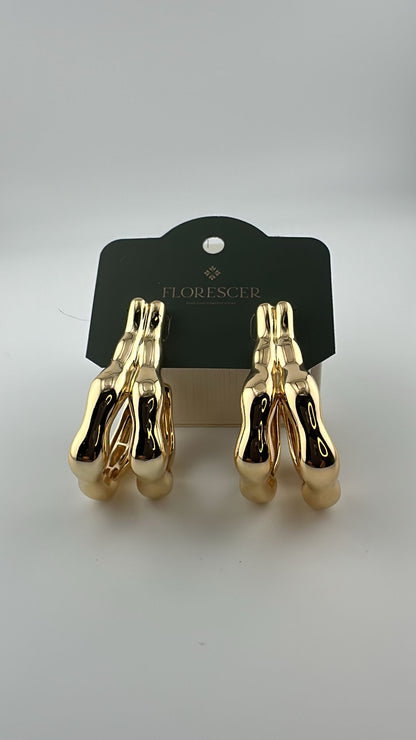 Brinco Semijoia Argola Circula Lux – Conexão de Formas, Banho de Ouro 18K