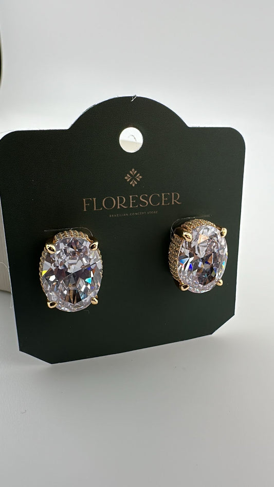 Brinco Semijoia Solitária de Luz – Zircônia Cravejada com Banho de Ouro 18K