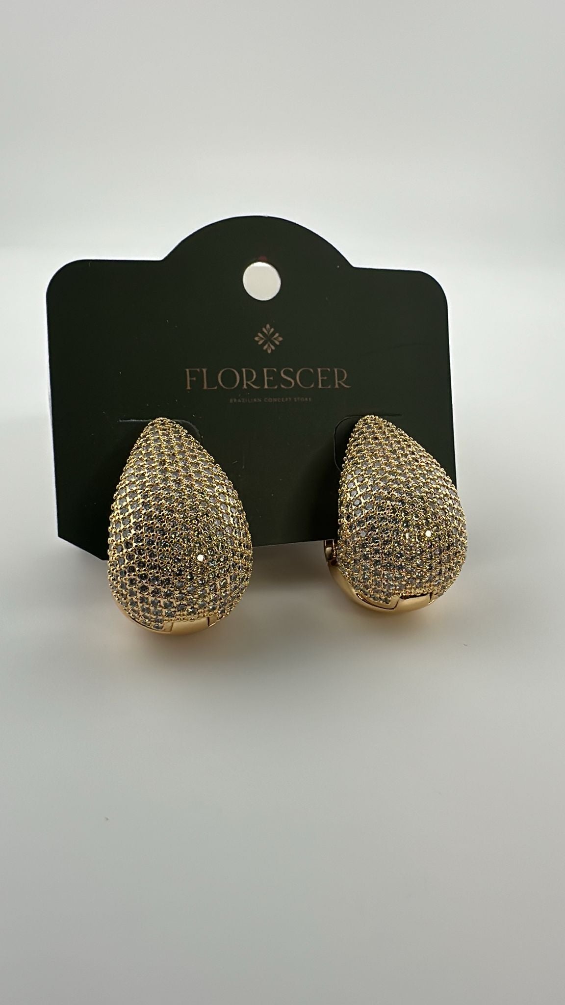 Brinco Semijoia Gota – Pedra de Zircônia, Banho de Ouro 18K e Toque de Elegância