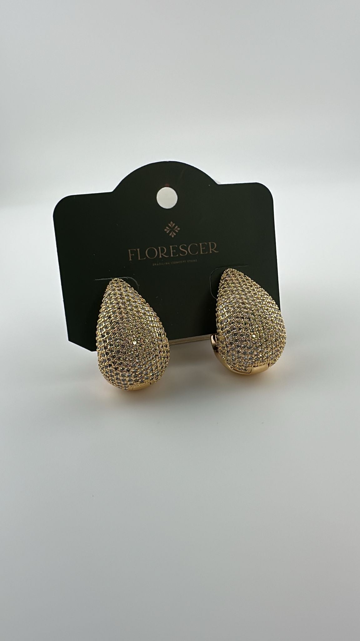 Brinco Semijoia Gota – Pedra de Zircônia, Banho de Ouro 18K e Toque de Elegância